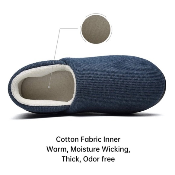 New Women’s Memory Foam House Slippers Navy Blue - Picture 3 of 7